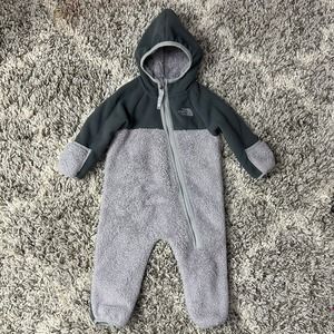 North Face Oso Teddy Bunting Gray One Piece 3-6 Months Baby Winter Snow Suit